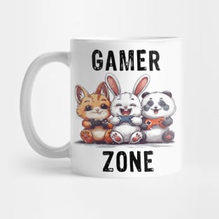 Gamer Zone Cat Bunny Panda-black text Mug